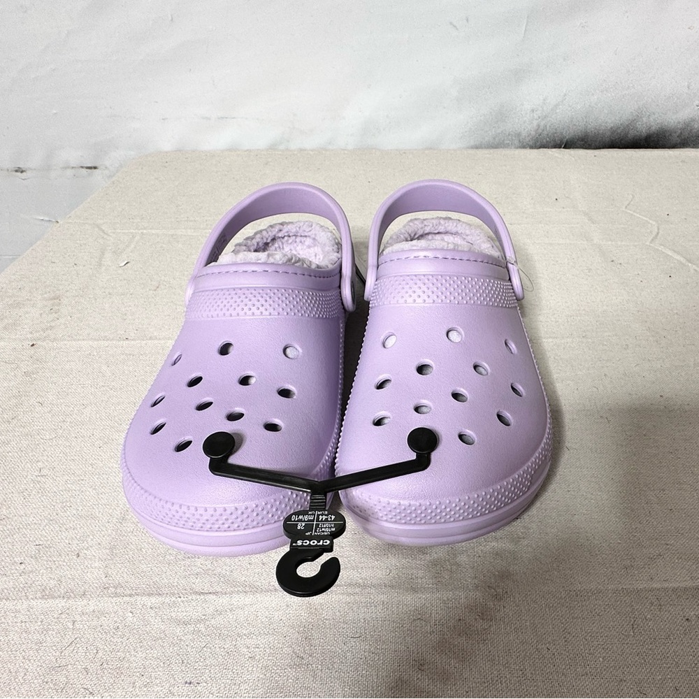 Women's CROCS Classic Faux Fur Lined Pink Clog Casual Shoes Size 12